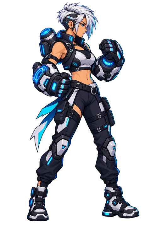 Polar, Gravity Brawler pilot carrying the Graviton Gauntlets